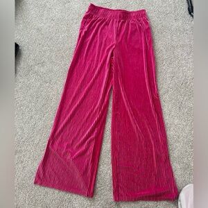 Pink ribbed velvet pants